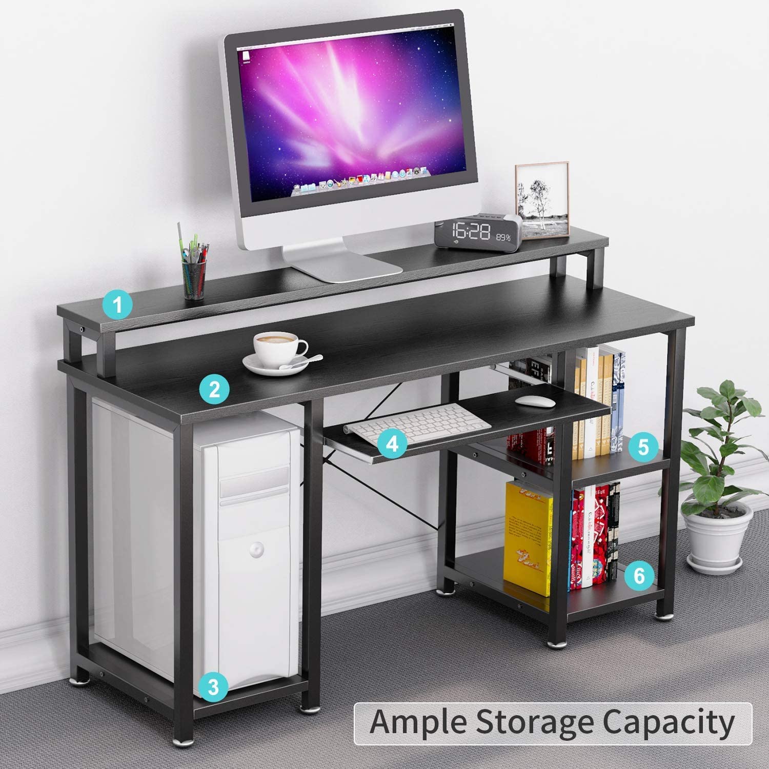 Writing Table with 2 Storage Shelves for Office Study Computer Desk - Bed  Bath & Beyond - 39115171